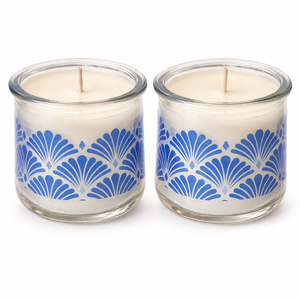 Bougie dans un bocal en verre à motif bleu moderne, idéale pour les salons, les chambres, les restaurants, les spas, les mariages et les décorations festives. - Product Image 1