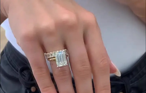 New Design 925 Moissanite Solitaire Emerald Cut Wedding <b>Ring</b> <b>Set</b> with 925 <b>Sterling</b> <b>Silver</b> in Yellow Gold Plated <b>Ring</b> for Women's - Product Image 5