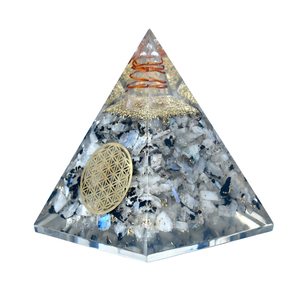 Pirámide de Orgón Nubio de Piedra Lunar Arcoíris Hecha a Mano 7x9cm, con Virutas de Gemas Naturales, Cristal de Orgonita, Decoración del Hogar, Feng Shui, Venta al por Mayor - Product Image 1