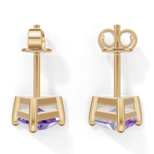 Pendientes de Plata de Ley Chapados en Oro Amarillo con Amatista de Corte Trillón, Joyería Clásica para Mujer, Heerani Jewels, Triángulo de Agua - Product Image 6