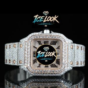 Reloj Rectangular de Acero Inoxidable de Lujo para Hombre ICE LOOK JEWELERY, 40 mm, Analógico, Cuarzo, Cristal de Zafiro, Manecillas Luminosas, Cierre Plegable - Product Image 5