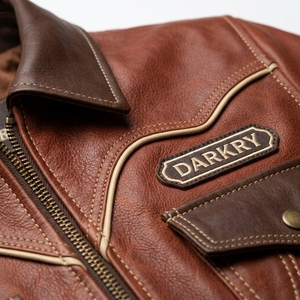 Vintage Cognac Brown Western Real <b>Leather</b> Jacket Womens Contrast Piping Yoke Flap Pocket <b>Shirt</b> Collar Outerwear Coat - Product Image 6
