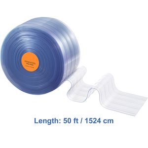 Tenda a Strisce in PVC Trasparente, Lunghezza 50 Piedi x Larghezza 8, Strisce in Plastica Nervata per Porte, Rotolo Grande per Congelatori, Garage e Porte - Product Image 4