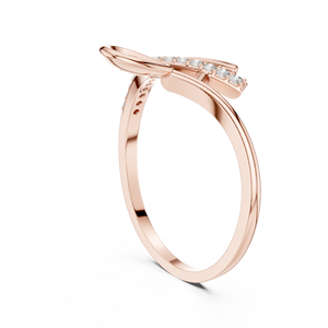 A Stylized <b>Spoon</b> Minimalist 14k Solid Yellow Gold <b>Ring</b> With Round Cut Lab Grown Diamonds Classic Wedding Band Gift for Her - Product Image 6