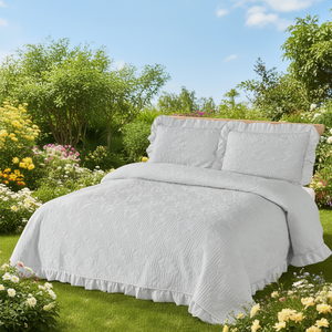 ORSIERY Luxury 90x100 Inch Queen Cotton Bed Coverlet Premium Quilted <b>Fitted</b> <b>Sheet</b> for Hotel or Home Solid <b>Pattern</b> for Summer - Product Image 3