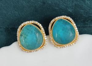 Pendientes de Oro de Primera Calidad con Doble Piedra, Estilo Minimalista, Complementan Todos los Atuendos, Ideales para Uso Casual y de Fiesta - Product Image 5