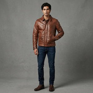 Custom Unisex Genuine Leather <b>Jacket</b> for <b>Men</b> 2026 Wholesale Vintage Style Breathable Coated Fabric ODM Supply - Product Image 1