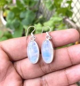 Pendientes colgantes de piedra lunar arcoíris, plata de ley 925, hechos a mano, pendientes colgantes con piedras preciosas naturales, regalo de joyería para mujer - Product Image 4