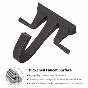 Grifo de lavabo de baño de bronce envejecido con 2 manijas, entre eje de 4 pulgadas, con mezclador y orificio de desagüe con rebosadero - Product Image 2