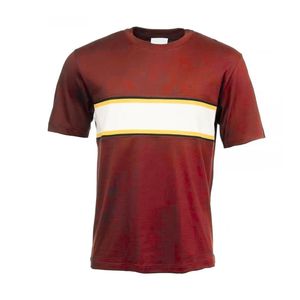 Camiseta de algodón de manga corta con cuello redondo azul marino para hombre, con detalle clásico de franja en el pecho, para uso diario informal de verano. - Product Image 4