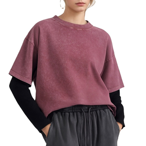 เสื้อยืดโอเวอร์ไซส์ผู้ชาย ผ้าฝ้ายฟอก คอโอ แขนยาว สีพื้น สไตล์ลำลองแนวสตรีท ผ้าเจอร์ซีย์สองชั้น - Product Image 5