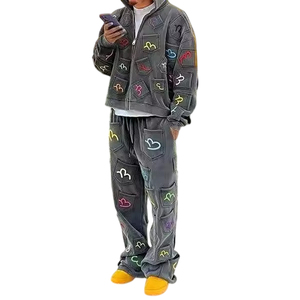 Custom-Made <b>Embroidery</b> Vintage Acid Washed Jogger Pant And Hoodie <b>Set</b> 100% Cotton Regular Fit Activewear Tracksuit <b>Set</b> New - Product Image 3