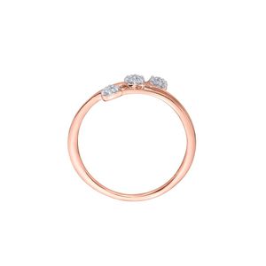Manufacturer Wholesale 14K Rose Gold Three Stone Lab Grown Brilliant Cut Diamond Cluster <b>Ring</b> Bypass Wave Shank <b>Dainty</b> Women's - Product Image 3