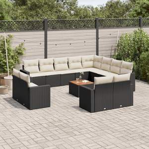 Grand ensemble de canapés de jardin modulaires en rotin PE noir, collection de meubles d'extérieur élégante - Product Image 1