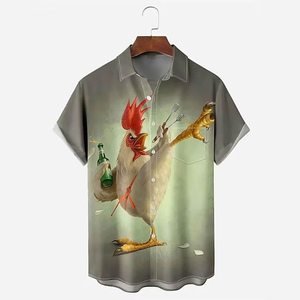 เสื้อเชิ้ตผู้ชายแขนสั้นพิมพ์ลายผ้าป๊อปลินระบายอากาศได้ดีทรงปกติติดกระดุมเสื้อเชิ้ตฤดูร้อน - Product Image 6