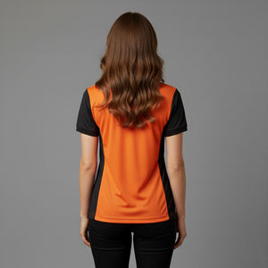 Polo personnalisé à blocs de couleurs pour femmes, confortable, avec logo imprimé sur mesure, style streetwear hip hop. - Product Image 6