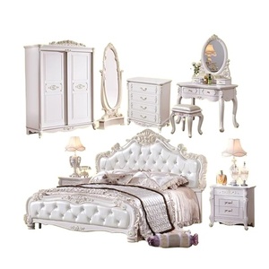 Juego de Muebles de Dormitorio Modernos de Cuero PU y Madera con Cama Doble con Brazos Angulares para Hotel, Almacén, Apartamento, Gimnasio - Product Image 5