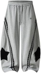 Pantalones Deportivos Holgados Tipo Barrel para Mujer, con Estampado de Estrellas y Rayas, Pierna Ancha, Cintura Elástica, Estilo Y2K, Unisex - Product Image 2