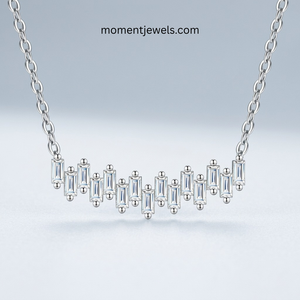 925 Sterling Silver Moissanite <b>Necklace</b> for Women Waterproof Non Tarnish Geometric Pendant Choker Jewelry - Product Image 1