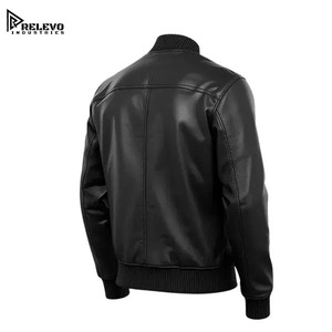 เสื้อแจ็คเก็ตบอมเบอร์หนัง PU สำหรับผู้ชายจาก Relevo Industries ทรงเข้ารูป คอปกพับได้ ซิปแบบมอเตอร์ไซค์ สไตล์ไบค์เกอร์ เหมาะสำหรับใส่ในฤดูใบไม้ร่วง - Product Image 2