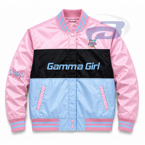 Chaqueta Deportiva Bordada de la Hermandad Gamma Phi Delta para Mujer, Ropa Griega Vintage Rosa y Azul, Chaqueta Deportiva GPD - Product Image 1
