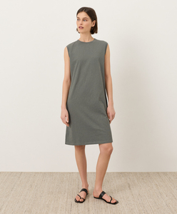 Cotton Sleeveless Crew Neck Knee-Length <b>Dress</b> Minimalist <b>Loose</b> Fit Solid Color Casual Daily Wear Custom Women Cotton Tee <b>Dress</b> - Product Image 1