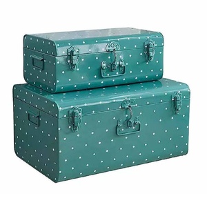 Venta caliente Baúles de almacenamiento de metal Juego de 3 Cofres de almacenamiento de hierro con tapas Baúles apilables de almacenamiento de metal con cerradura - Product Image 2