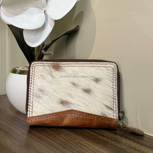 Vente chaude Zipper Coin Bag peau de vache en cuir véritable petit porte-monnaie 2024 nouveau arrivé Mini sac femmes changement sacs à main - Product Image 4