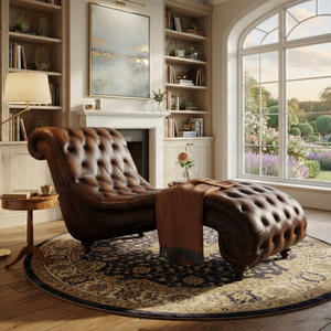 Chaise longue Chesterfield en cuir personnalisable, canapé-lit de luxe profondément capitonné, idéal pour salle à manger moderne, hôpital ou salon - Product Image 2