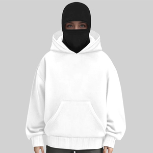 Unisex <b>White</b> <b>Oversized</b> Embroidered Hooded Sweatshirt Regular Sleeve Solid Color Casual Knitted Cotton <b>Hoodie</b> Winter Style - Product Image 4