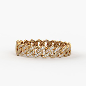 Pulsera Cubana de Oro de 14K con Baño de Rodio y Diamantes CVD Cultivados en Laboratorio, Eslabones Pavé Iced Out, Joyería Fina de Lujo Estilo Hip Hop, Pieza Destacada - Product Image 2