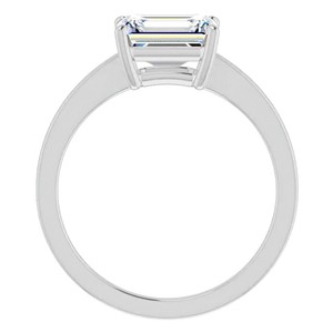 Anillo de Compromiso y Nupcial Clásico con Moissanita Corte Esmeralda, Plata de Ley 925, Bañado en Oro Blanco, Engaste de Garras, Certificado - Product Image 4