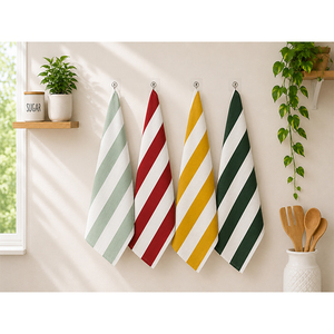 Paño de Cocina de Lino a Rayas Amarillas y Blancas |   Paño de Cocina Decorativo |   Paño de Cocina Reutilizable |   Textiles para el Hogar - Product Image 5
