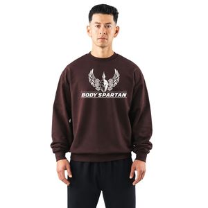 Sweat-shirt à col rond pour homme en molleton brun foncé, pull à manches longues, vêtement décontracté, streetwear, vêtement de sport - Product Image 1