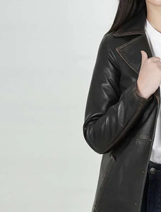 Solid Trader Breathable Premium Quality Light Weight Classic Design Casual Wear <b>Womens</b> Long Leather Jacke - Product Image 4