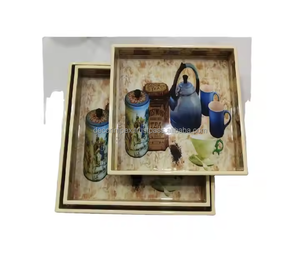 Precio al por mayor, venta de tablero MDF Rectangular, juego de bandeja de impresión esmaltada de bandeja de decoración de alimentos, bandeja de servicio, decoración de mesa - Product Image 5