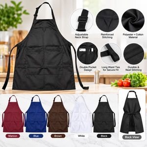 Tablier classique JAYA MATA JM786 à double poche en polyester et coton pour cuisine, café, boulangerie, salon, usage domestique, 5 options de couleurs - Product Image 4