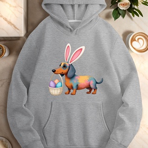 Dachshund con canasta de Pascua sudaderas casuales de mujer - Product Image 3