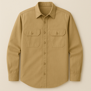Chemise de travail en coton noir pour homme, manches longues, avec poches poitrine, respirante - Product Image 3