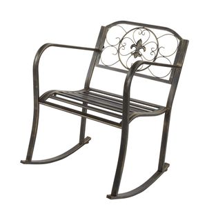 Sedia a dondolo da esterno in metallo con design a spirale per patio, portico o terrazza - Product Image 1