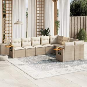 Conjunto de Sofás de Jardín Beige para Exteriores con Cojines de Espuma de Alta Densidad y Ratán Sintético Resistente a los Rayos UV, Diseño Contemporáneo - Product Image 3