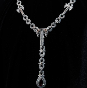 Lab Grown Diamond Designer Drop <b>Necklace</b> White Gold <b>Statement</b> Chain Luxury Hip Hop Pendant <b>Necklace</b> For Men Women Unisex Gift - Product Image 4