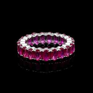 แหวนรูบี้อีเทอร์นิตี้แบนด์ แหวนประจำเดือนเกิดเดือนกรกฎาคม เงินแท้ 925 เครื่องประดับหรูหราสำหรับผู้หญิง ของขวัญแต่งงาน ทำด้วยมือ สวยสง่า - Product Image 4