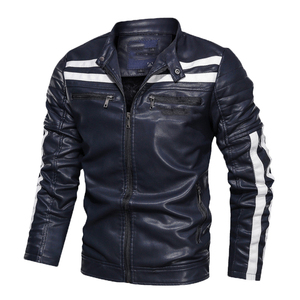 Chaqueta de Cuero Genuino de Lujo para Hombre, Talla Grande, Estilo Motero Vintage, Cierre de Cremallera, Impermeable, Resistente al Viento, Ropa Casual de Calle para Invierno - Product Image 2