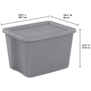 Lot de 4 grands bacs de rangement - Contenants en plastique de 18 gallons avec couvercles à clipser, gris - Idéal pour organiser la maison et le garage - Product Image 2