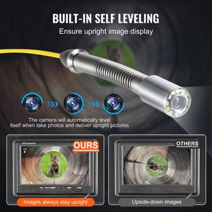 Telecamera per Ispezione Fognature Autolivellante da 9 Pollici con Localizzatore 512Hz, Zoom 36X, 165 Ft/50 m, Endoscopio Industriale per Fognature e Idraulica - Product Image 3