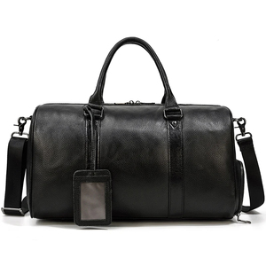 Unisex Genuine Leather <b>Duffel</b> <b>Bag</b> with Adjustable Strap Zipper Closure 30-40L Capacity Casual Gym Travel <b>Bag</b> - Product Image 1
