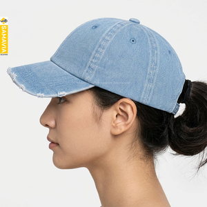 Gorra de Béisbol Casual de Mezclilla Desgastada Samavia, Gorra de 7 Paneles Personalizada para Béisbol y Sóftbol, Venta al Por Mayor - Product Image 3