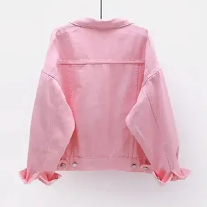Veste en jean bleu classique personnalisée pour femme, écologique, délavée, style streetwear décontracté, tendance automne-hiver - Product Image 2