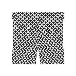 Shorts de Mujer con Estampado Geométrico Blanco y Negro, Cintura Media, Cierre Elástico, Estilo Casual Tejido, Corte Regular - Product Image 5
